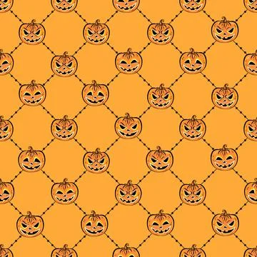 Seamless pattern with a pumpkins. Halloween Party design template. Vector. イラスト素材