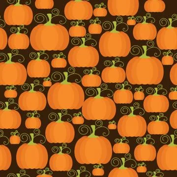 Seamless pattern with pumpkins isolated on dark background, thanksgiving de.. Stock Illustration