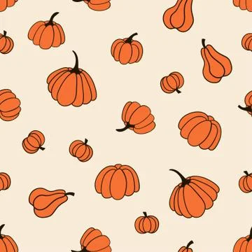 Seamless pattern with pumpkins. Vector template. Stock Illustration