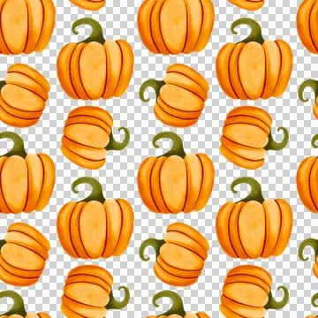 Seamless pattern with pumpkins. Watercolor hand-drawn illustration Stock Illustration