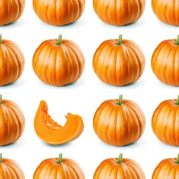 Seamless pattern with pumpkins on white background Stock Photos