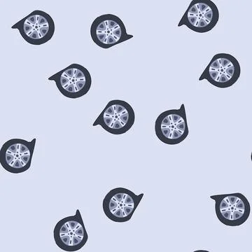 Seamless pattern punctured flat tire on a car wheel requiring repair Illustrazione stock