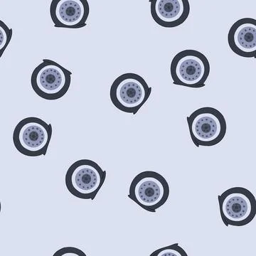 Seamless pattern punctured wheel showing a flat tire on white background Stock Illustration