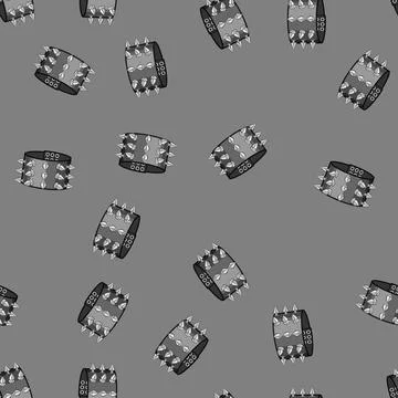 Seamless pattern Punk rock style bracelet with metal studs 스톡 일러스트