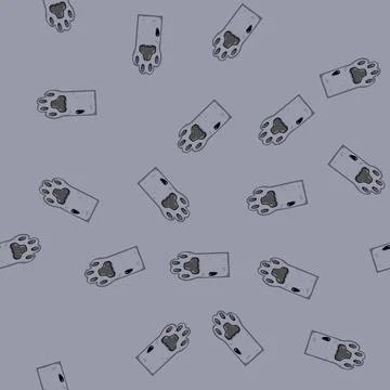 Seamless pattern puppy cat paw cartoon vector Stock Illustration
