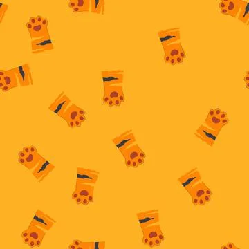 Seamless pattern puppy cat paw cartoon vector Stock Illustration