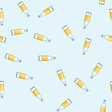 Seamless pattern pure mineral water bottle cartoon vector Stock Illustration