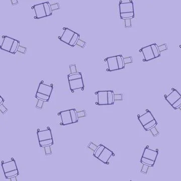 Seamless pattern Purple carry on baggage with extended handle Illustration