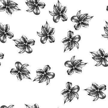 Seamless pattern purple clematis sketch hand drawn Illustrazione stock
