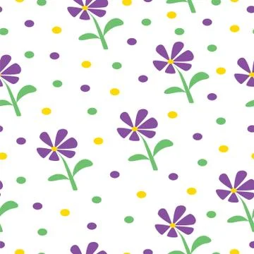 Seamless pattern with purple daisy flowers Stock Illustration