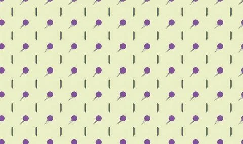Seamless pattern with purple dots and black dashes on yellow 库存插图