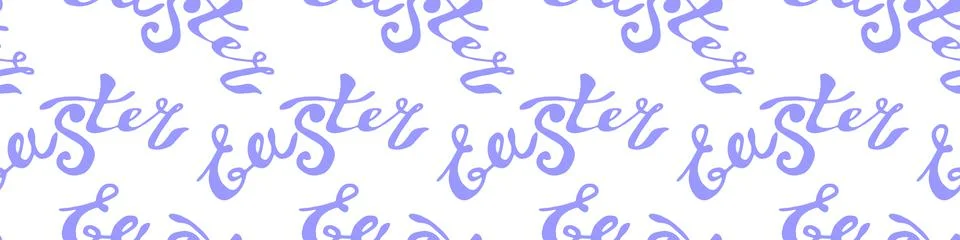 Seamless pattern of purple Easter lettering. Vector holiday decorations, back Stock Illustration