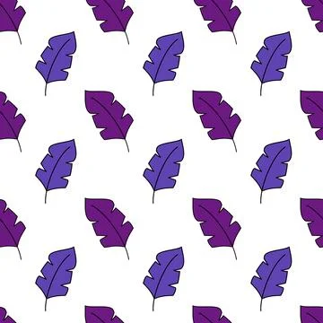 Seamless pattern with purple Feathers. Boho mystic background Stock Illustration