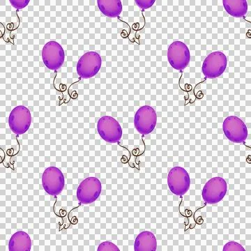 Seamless pattern with purple festive balloons. Halloween themed pattern Illustrazione stock