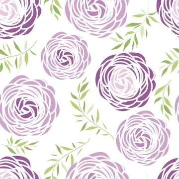 Seamless pattern with purple flowers Stock Illustration