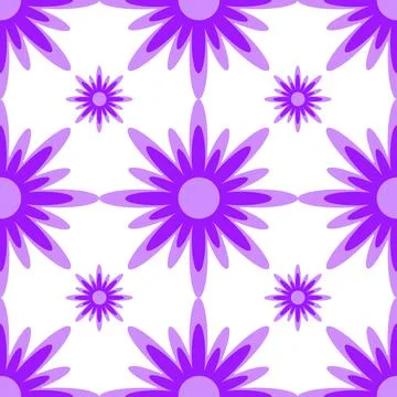 Seamless pattern of purple flowers on a white background Stock Illustration