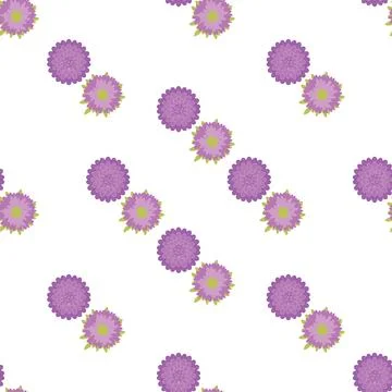 Seamless pattern with purple flowers on white background. 스톡 일러스트
