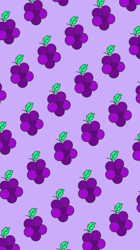 Seamless pattern with purple grape clusters on a background animation Video stock 330456279