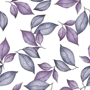Seamless pattern with purple leaves, leaf textile design Stock Illustration