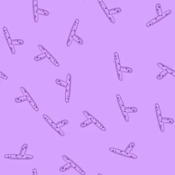 Seamless pattern purple letter y illustrating microbiome bacteria concept Stock Illustration