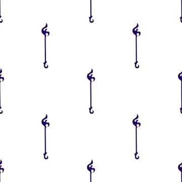 Seamless pattern with purple magic staff icon on white background. Vector. Stock Illustration