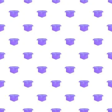 Seamless pattern with purple open cardboard boxes 스톡 일러스트