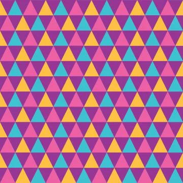 Seamless pattern with purple, orange and blue triangles Stock Illustration