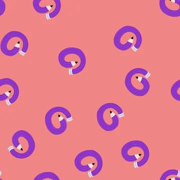 Seamless pattern purple pencil curving creative path concept Illustrazione stock