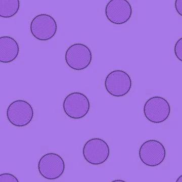 Seamless pattern Purple polka dot fabric patch with decorative stitching Illustrazione stock