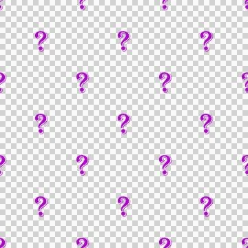 Seamless pattern of purple question mark on transparent backdrop Illustrazione stock