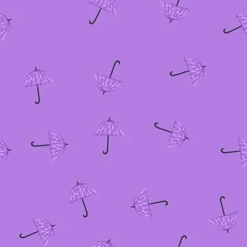 Seamless pattern purple umbrella with cute wavy pattern design Stock Illustration