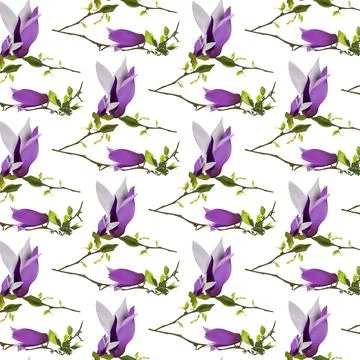 Seamless pattern with purple, violet and lavender beautiful flowers. Stock Illustration