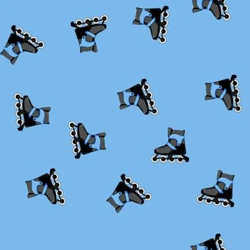 Seamless pattern put inline skates cartoon vector Stock Illustration