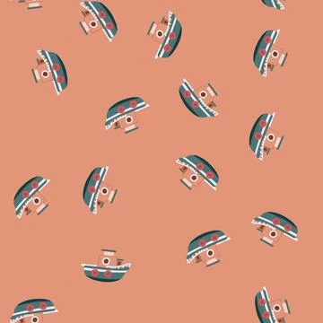 Seamless pattern puzzle boat toy cartoon vector 库存插图