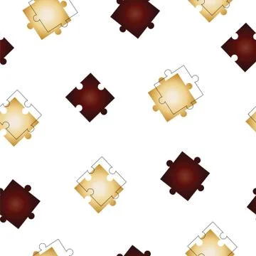 Seamless pattern with puzzle jigsaw pieces vector in beige and dark red colors Stock Illustration