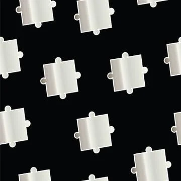 Seamless pattern with puzzle pieces on black background Illustrazione stock