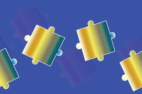 Seamless pattern with puzzle pieces on blue background Stock Illustration