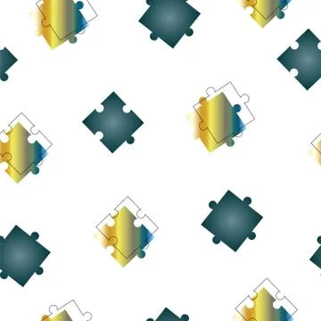 Seamless pattern with puzzle pieces with blue and yellow colors Stock Illustration