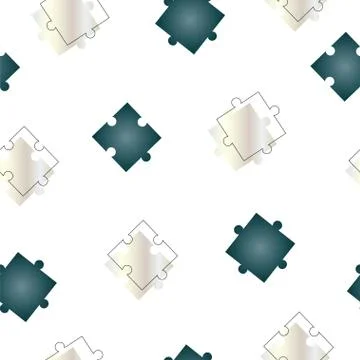 Seamless pattern with puzzle pieces in blue and ivory colors Stock Illustration