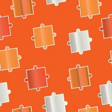 Seamless pattern with puzzle pieces in orange colors Stock Illustration