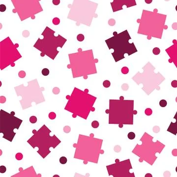 Seamless pattern with puzzle pieces in pink shades Stock Illustration