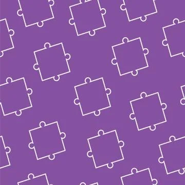 Seamless pattern with puzzle pieces on purple background Stock Illustration