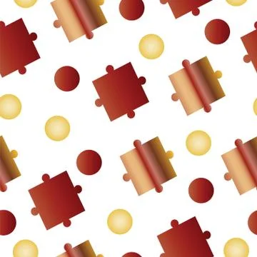 Seamless pattern with puzzle pieces in red and brown colors Stock Illustration