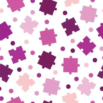 Seamless pattern with puzzle pieces vector in purple colors Stock Illustration