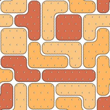 Seamless pattern with puzzles of cookies, crackers. Stock Illustration