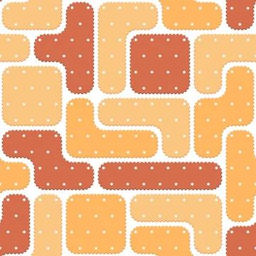 Seamless pattern with puzzles of cookies, crackers. Stock Illustration