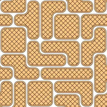Seamless pattern with puzzles of cookies, wafer, waffle. Stock Illustration