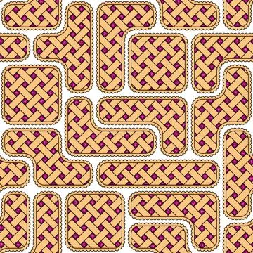 Seamless pattern with puzzles of purple berry pie. Stock Illustration