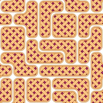 Seamless pattern with puzzles of purple berry pie Stock Illustration