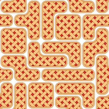 Seamless pattern with puzzles of red berry pie. Stock Illustration